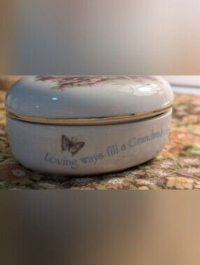 Holly Hobbie Gift Trinket Jewelry Dish w/Lid Porcelain Love To Grandma